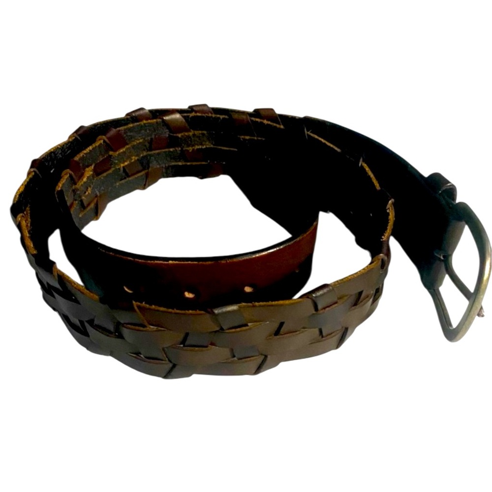 J Jill Woven Leather Belt, Woven, Neutral, Sz XS, S, Boho, Lagenlook,Minimalist